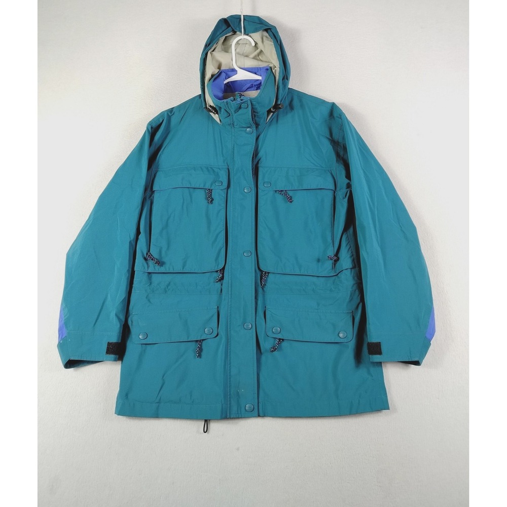 Vintage LL Bean Jacket Womens Small Teal‎ North Col Gore Tex Hooded Parka 90s